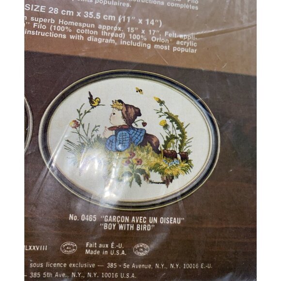 Hummel Boy with Bird Needlecraft Kit 11" x 14" National Paragon Corp 0465 - Picture 6 of 10